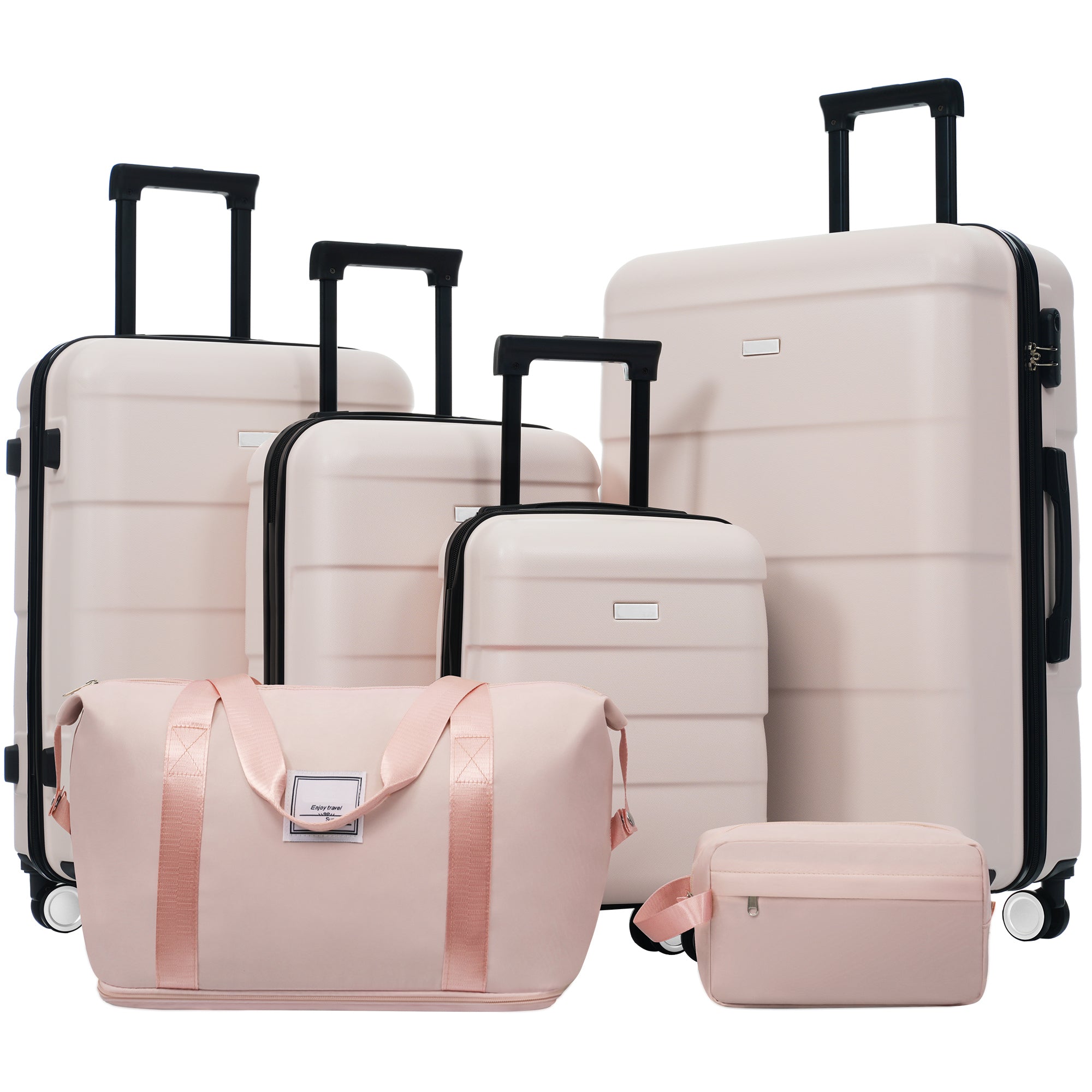 Hardshell Luggage Sets 6 Piece with 2 Bags,Carry on Suitcase with Handle Password Lock Double Spinner Wheels, Lightweight 16'+20'+24'+28' Luggages