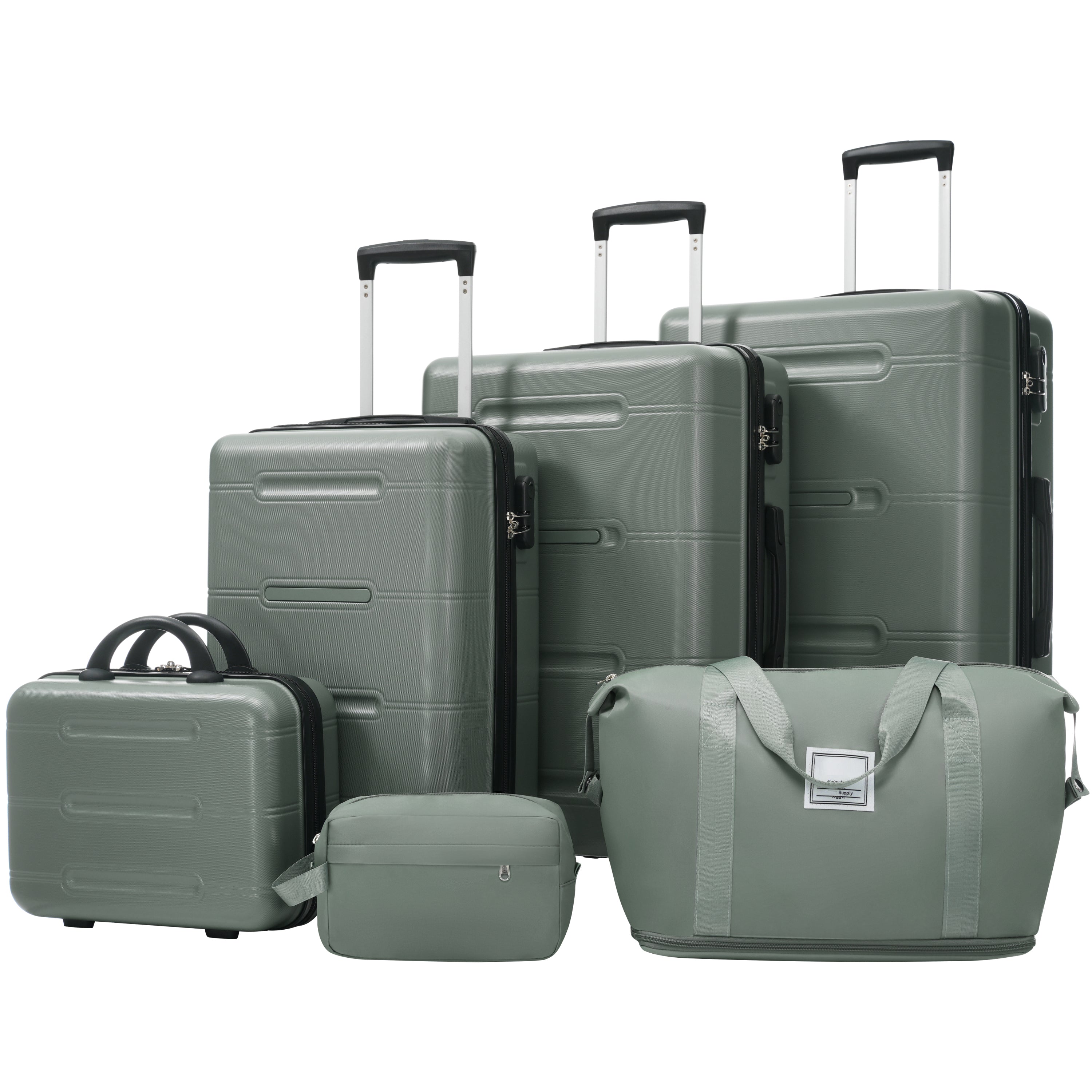 6 Piece Luggage Set,Lightweight Hardshell Suitcase with Double Spinner Wheels Handle Password Lock,14 IN Cosmetic Case 20/24/28 IN Luggages with Duffel Bag and Toiletry Bag