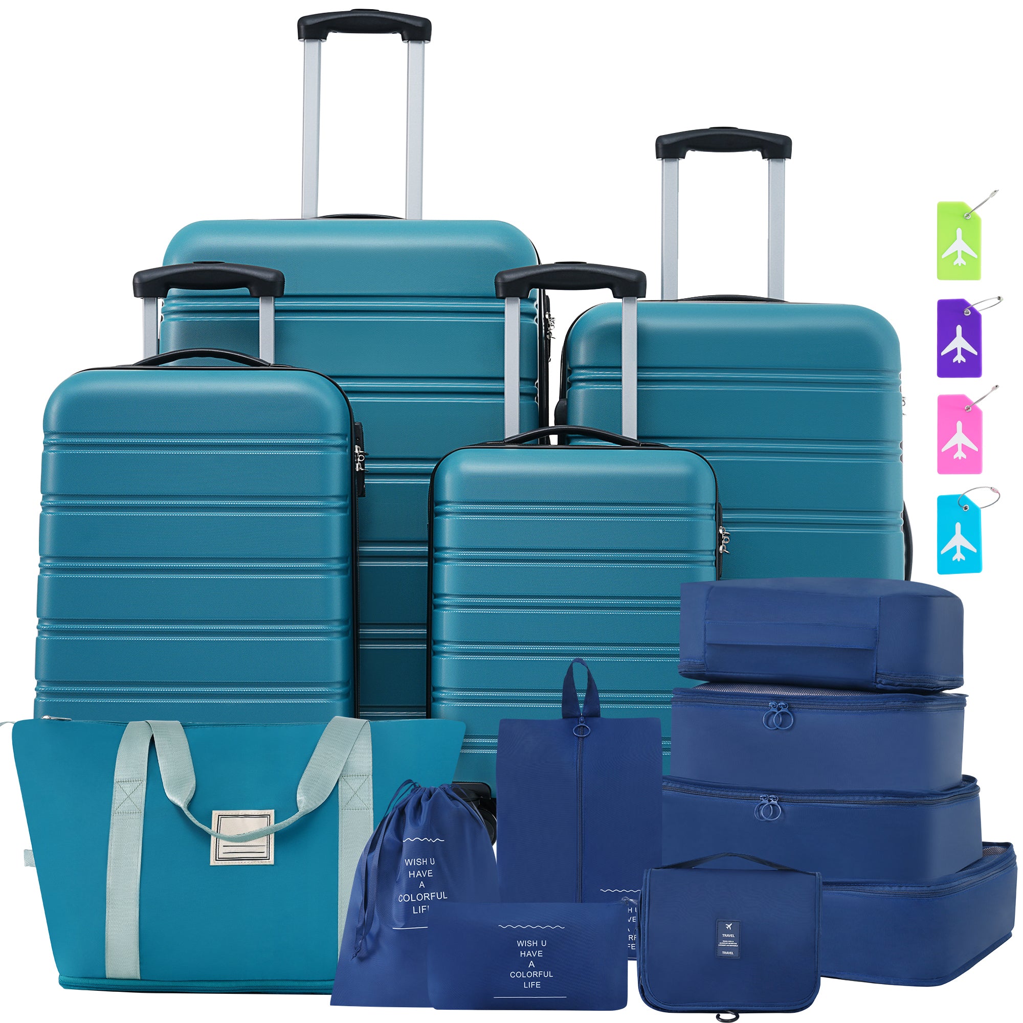 Hardshell Luggage Sets 4 pcs + Bag Spinner Suitcase with TSA Lock Lightweight-16'+20'+24'+28' Luggages